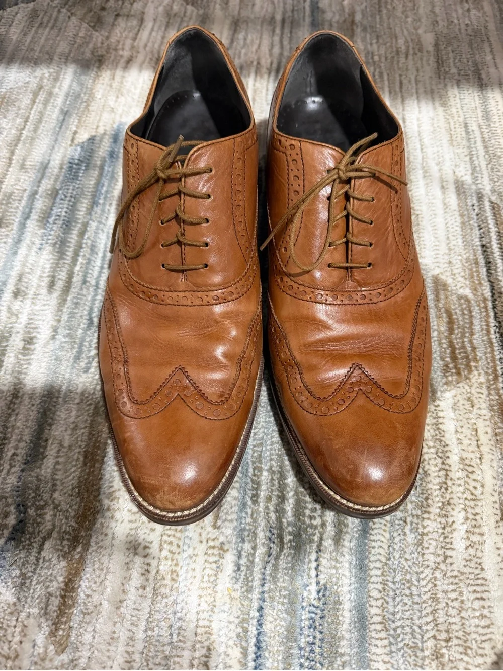 Cole Haan Brown Leather Wingtip Derby Oxfords